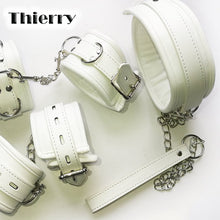 Load image into Gallery viewer, Luxury soft white Bondage  handcuffs and  collar